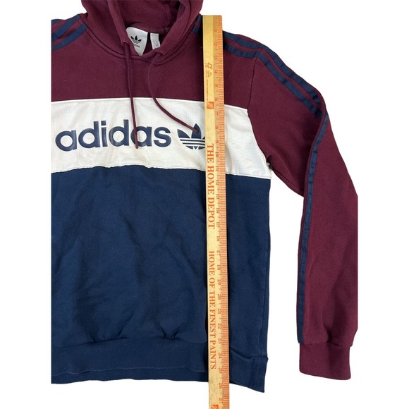 Adidas Men Pullover Hoodie Size‎ Medium Burgundy Logo on Front - Picture 7 of 7
